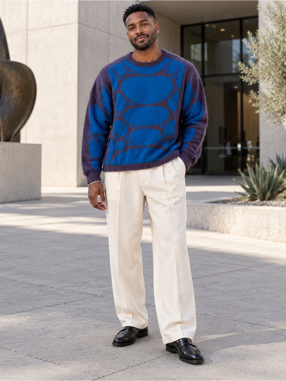 Nike men’s Blue and Purple Graphic Crewneck Sweater